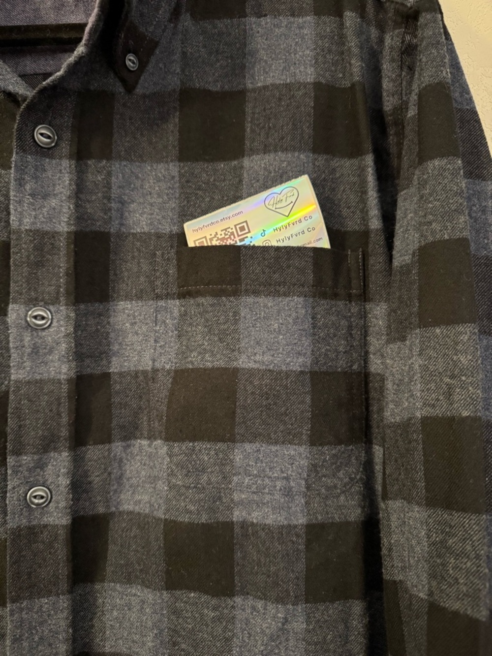 Weatherproof Men's Black and Navy Button-Down Flannel Shirt - Picture 5 of 6